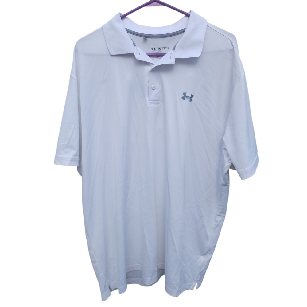 Under Armour Mens White HeatGear Loose Fit Short Sleeve Polo Shirt 2XL XXL